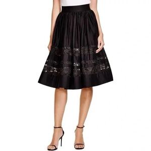 Alice + Olivia Tamia Lace Panel Midi Skirt, Size 6, Black, Excellent Condition